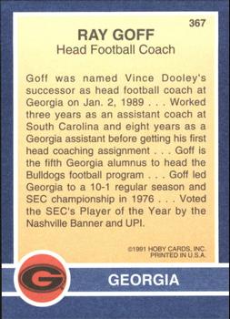 1991 Hoby Stars of the SEC #367 Ray Goff Back
