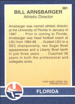 1991 Hoby Stars of the SEC #381 Bill Arnsparger Back