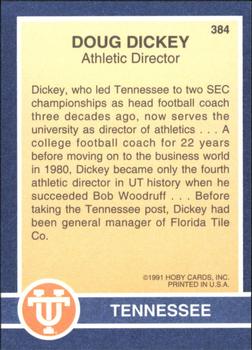 1991 Hoby Stars of the SEC #384 Doug Dickey Back