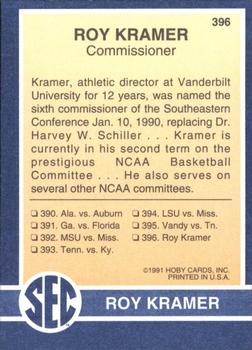 1991 Hoby Stars of the SEC #396 Roy Kramer Back