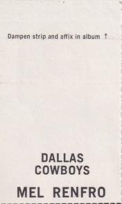 1969 Glendale Stamps #NNO Mel Renfro Back