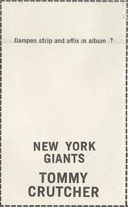 1969 Glendale Stamps #NNO Tommy Crutcher Back