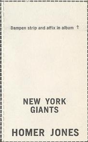 1969 Glendale Stamps #NNO Homer Jones Back