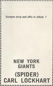 1969 Glendale Stamps #NNO Spider Lockhart Back