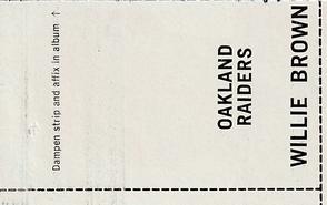 1969 Glendale Stamps #NNO Willie Brown Back