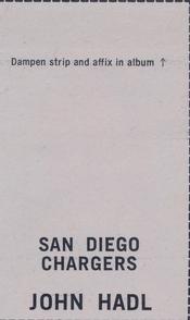 1969 Glendale Stamps #NNO John Hadl Back