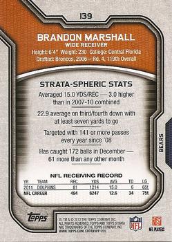2012 Topps Strata (Retail) #139 Brandon Marshall Back