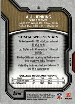 2012 Topps Strata (Retail) #13 A.J. Jenkins Back