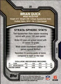 2012 Topps Strata (Retail) #21 Brian Quick Back