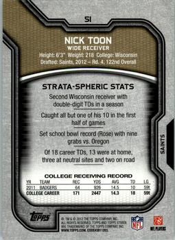 2012 Topps Strata (Retail) #51 Nick Toon Back