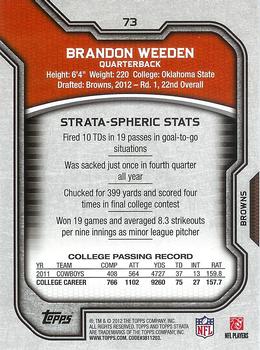 2012 Topps Strata (Retail) #73 Brandon Weeden Back