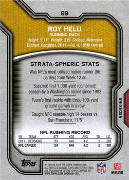 2012 Topps Strata (Retail) #89 Roy Helu Back