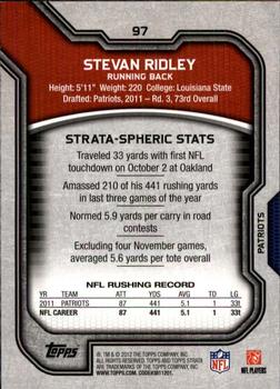 2012 Topps Strata (Retail) #97 Stevan Ridley Back