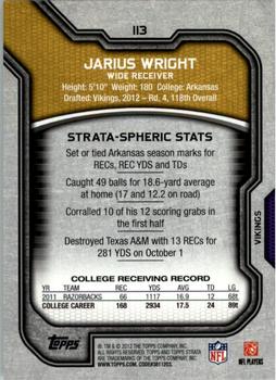 2012 Topps Strata (Retail) #113 Jarius Wright Back