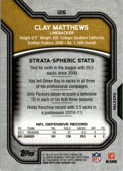 2012 Topps Strata (Retail) #126 Clay Matthews Back