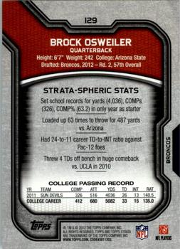 2012 Topps Strata (Retail) #129 Brock Osweiler Back