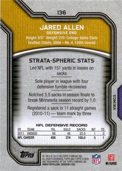 2012 Topps Strata (Retail) #136 Jared Allen Back