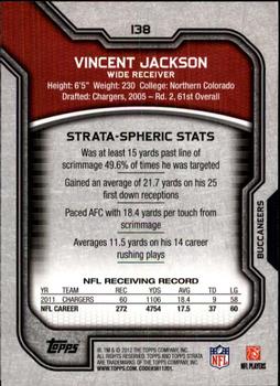 2012 Topps Strata (Retail) #138 Vincent Jackson Back