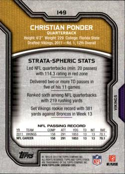 2012 Topps Strata (Retail) #149 Christian Ponder Back