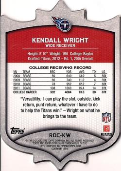 2012 Topps Strata (Hobby) - Rookie Die Cut #RDC-KW Kendall Wright Back