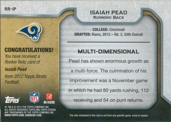2012 Topps Strata (Hobby) - Rookie Relics Patch #RR-IP Isaiah Pead Back