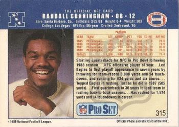 1989 Pro Set Test Designs #315 Randall Cunningham Back