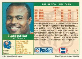 1989-90 Pro Set Super Bowl XXIV Binder #107 Clarence Kay Back