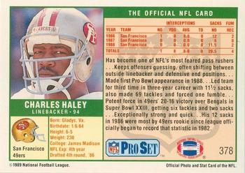1989-90 Pro Set Super Bowl XXIV Binder #378 Charles Haley Back