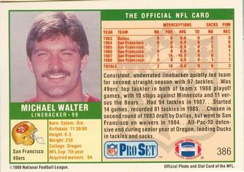 1989-90 Pro Set Super Bowl XXIV Binder #386 Michael Walter Back