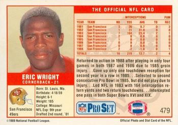 1989-90 Pro Set Super Bowl XXIV Binder #479 Eric Wright Back