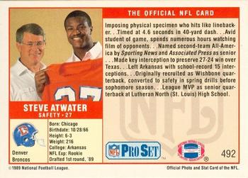 1989-90 Pro Set Super Bowl XXIV Binder #492 Steve Atwater Back