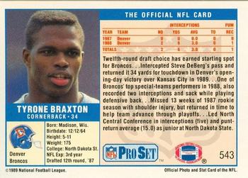 1989-90 Pro Set Super Bowl XXIV Binder #543 Tyrone Braxton Back