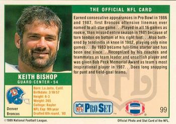 1989-90 Pro Set Super Bowl XXIV Binder #99 Keith Bishop Back