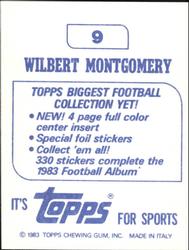 1983 Topps Stickers #9 Wilbert Montgomery Back