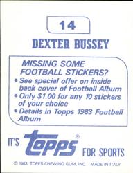 1983 Topps Stickers #14 Dexter Bussey Back