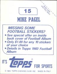 1983 Topps Stickers #15 Mike Pagel Back