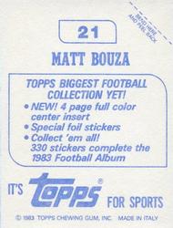 1983 Topps Stickers #21 Matt Bouza Back