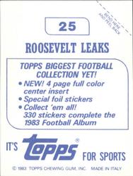 1983 Topps Stickers #25 Roosevelt Leaks Back