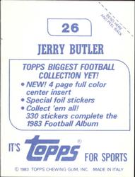 1983 Topps Stickers #26 Jerry Butler Back