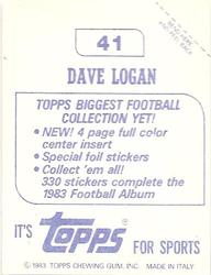 1983 Topps Stickers #41 Dave Logan Back