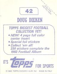1983 Topps Stickers #42 Doug Dieken Back