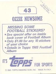 1983 Topps Stickers #43 Ozzie Newsome Back