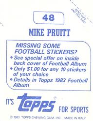 1983 Topps Stickers #48 Mike Pruitt Back