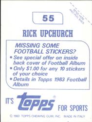 1983 Topps Stickers #55 Rick Upchurch Back