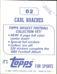 1983 Topps Stickers #62 Carl Roaches Back