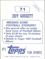 1983 Topps Stickers #71 Jeff Gossett Back