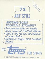 1983 Topps Stickers #72 Art Still Back