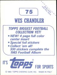 1983 Topps Stickers #75 Wes Chandler Back