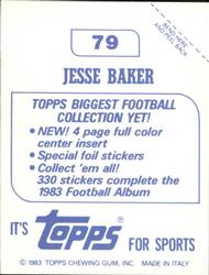 1983 Topps Stickers #79 Jesse Baker Back