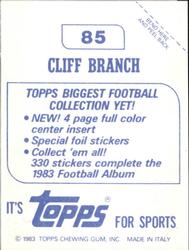 1983 Topps Stickers #85 Cliff Branch Back